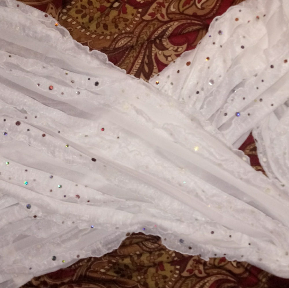 Beautiful white scarf with sequin detailing
